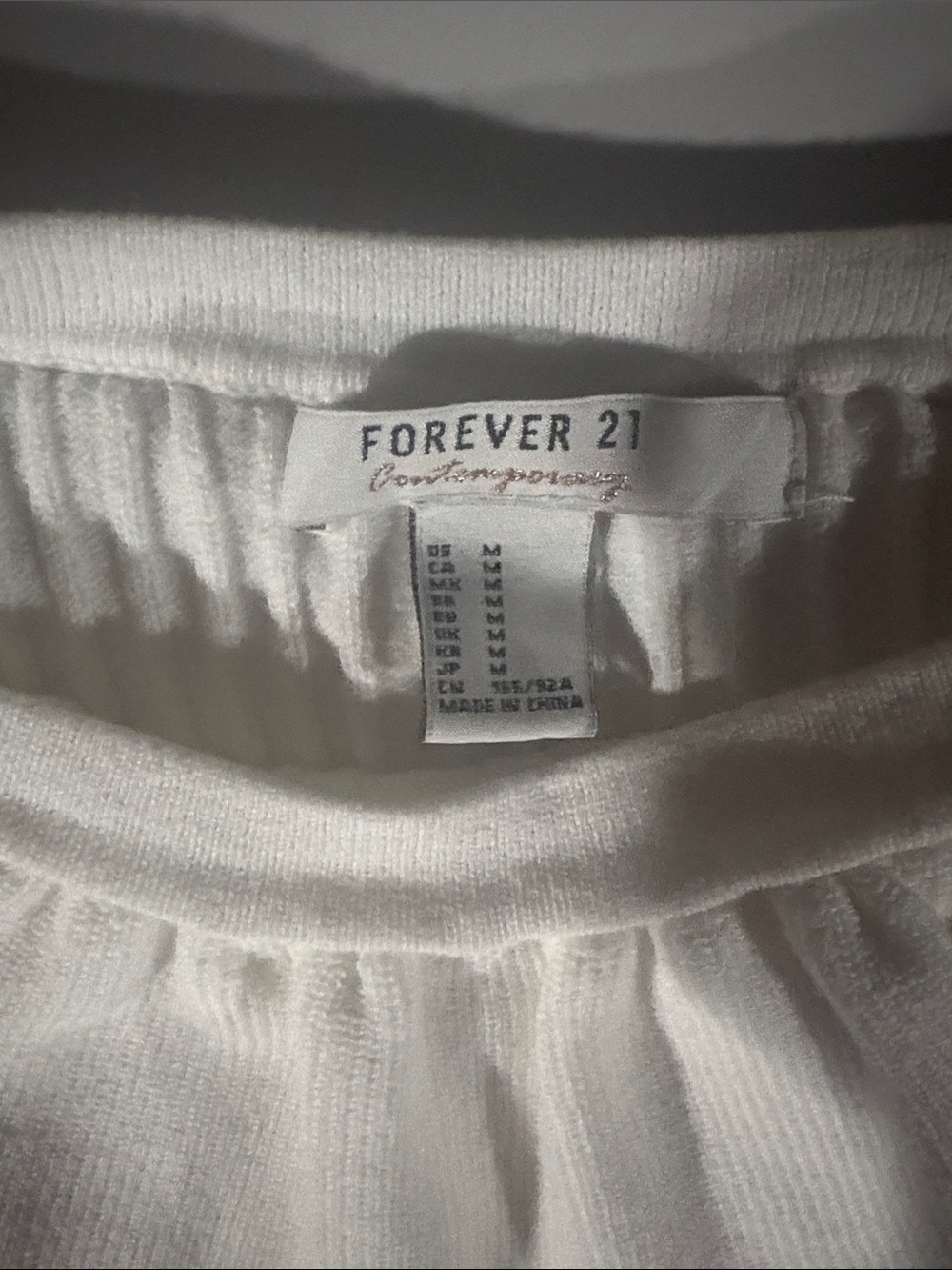 Forever 21 White Off-the-Shoulder Ruffle Ribbed Top - Picture 2 of 6
